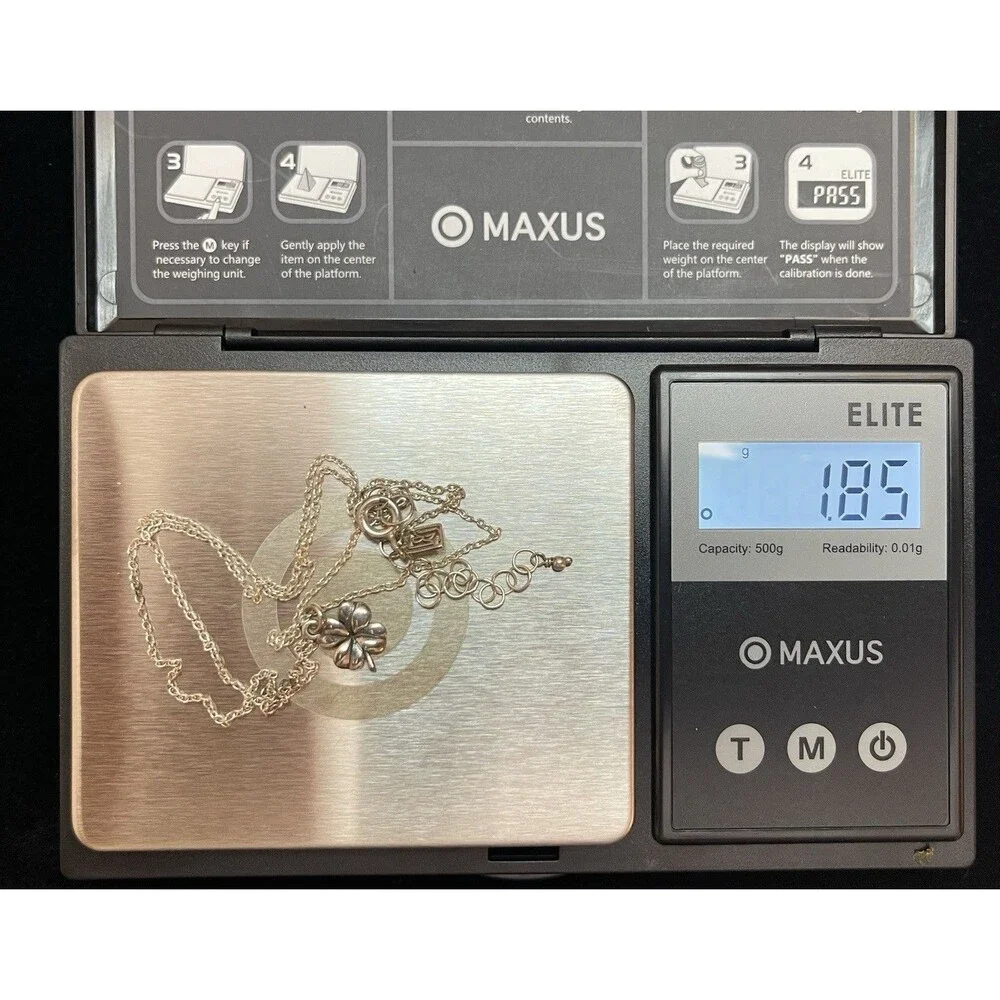 925 Silver Four Leaf Shamrock Pendant Necklace 16" Dainty Lucky Charm R Tag - Picture 6 of 7